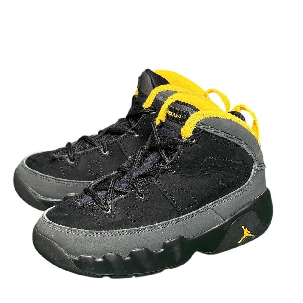 Jordan 9 Retro University Gold Toddler Shoes Black Grey Yellow 401812-070 8C‎